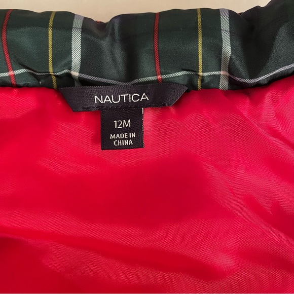 Nautica Kids Plaid Puffer Vest - Navy and Red - Picture 3 of 7